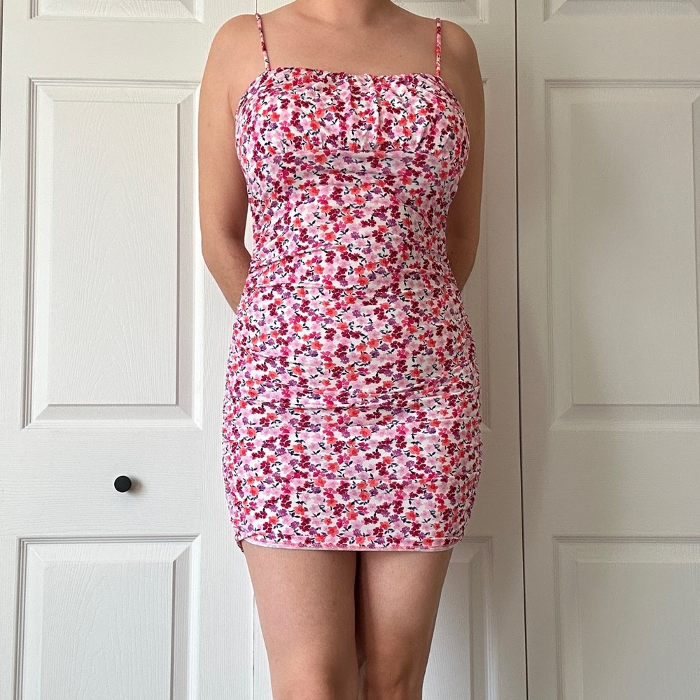 Bershka floral mini bodycon dress